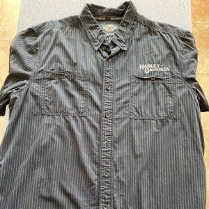 Vintage Harley Davidson Motorcycle Biker Button Up Work Shirt Size 2XL 90s EUC